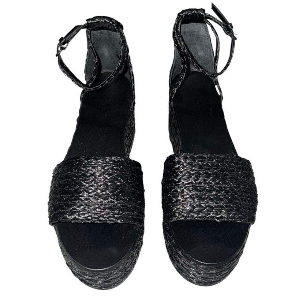 Zara Woman Black Braided Platform Sandals Size 39